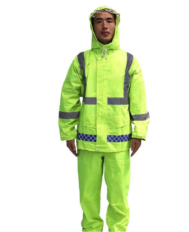 荧光色反光双层雨衣