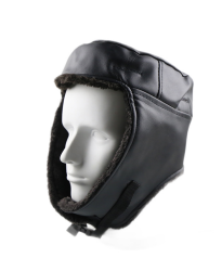 黑绒皮质防寒冬帽